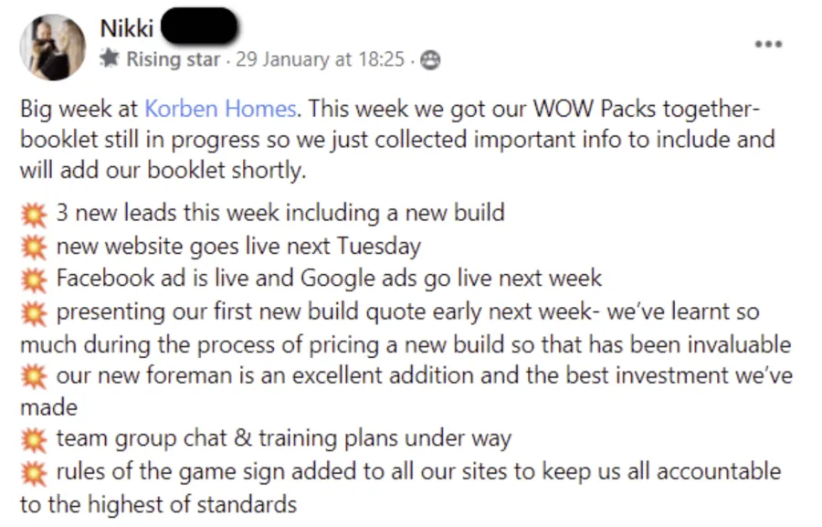 Builder win shared in The Professional Builder community