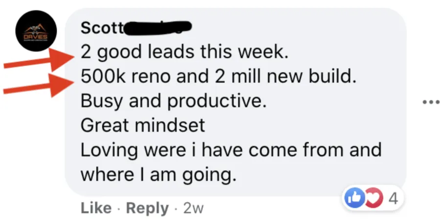 Builder win shared in The Professional Builder community