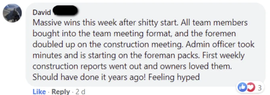 Builder win shared in The Professional Builder community