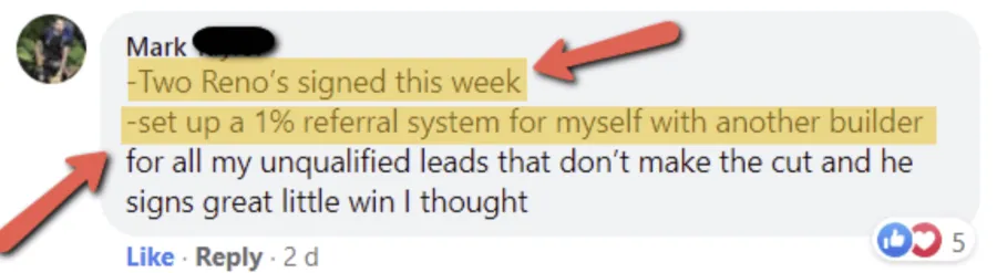 Builder win shared in The Professional Builder community