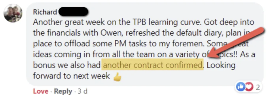 Builder win shared in The Professional Builder community