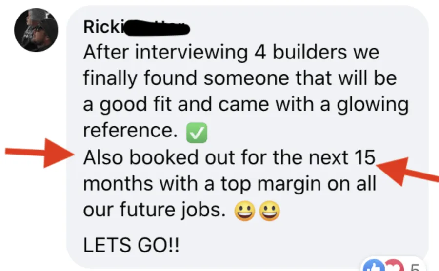 Builder win shared in The Professional Builder community