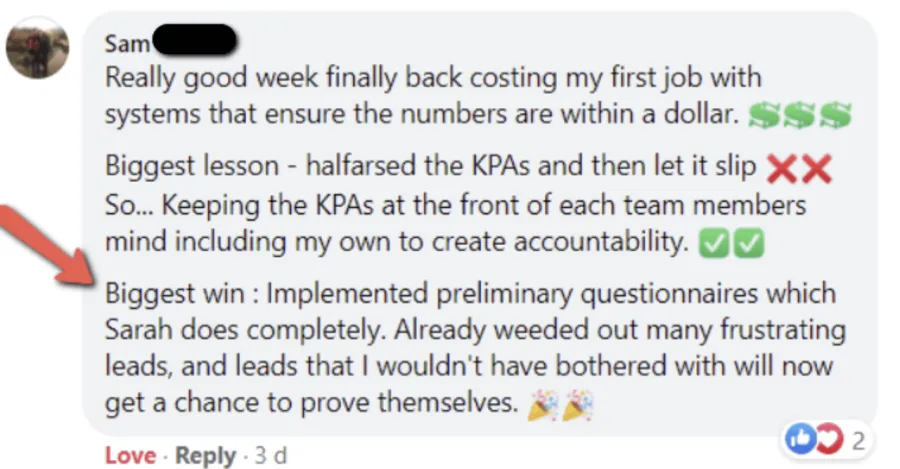 Builder win shared in The Professional Builder community