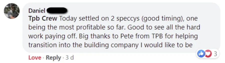 Builder win shared in The Professional Builder community